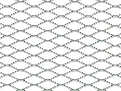 A raised diamond hole expanded metal mesh on the white background.