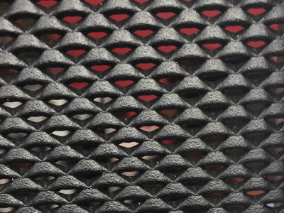 A detail image of black DVA mesh.