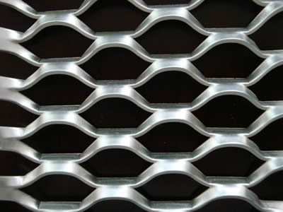 A part of expanded metal facade made of aluminum.