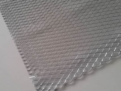 A corner of expanded plaster mesh.