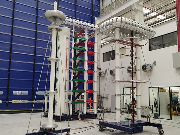 High-voltage pulse generator undergoing high-voltage testing